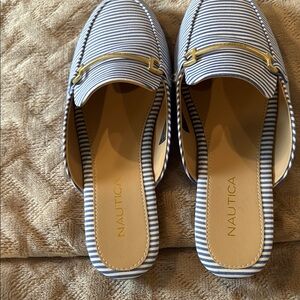Nautica Blue Flats with Gold Accents